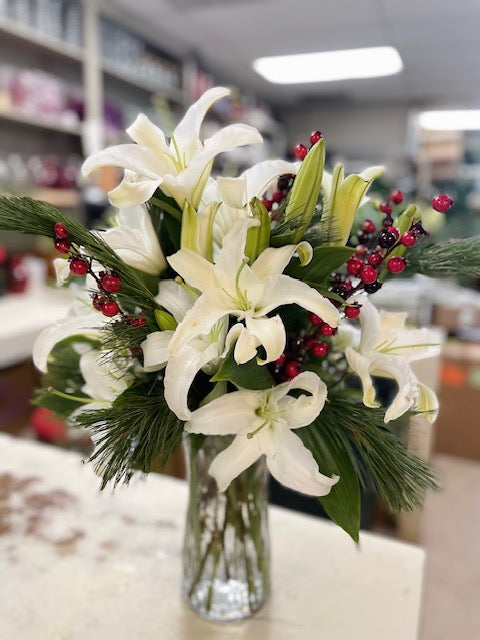Lilies and Holiday Berries